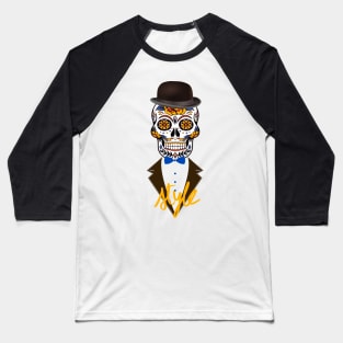 Catrina style skull with a suit and marking elegant style. Baseball T-Shirt